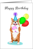 Happy Birthday Pembroke Welsh Corgi with Balloons card