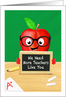 Teacher Thank You Apple Holding Mini Chalk Board card