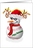 Merry Christmas Baseball Snowman card