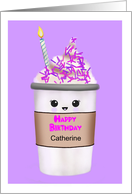 Happy Birthday Sprinkled Latte With Whipped Cream Name card