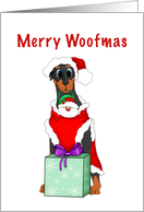 Merry Woofmas with Doberman Pinscher card