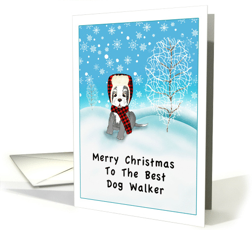 Merry Christmas Dog Walker With Schnauzer card (1920436)