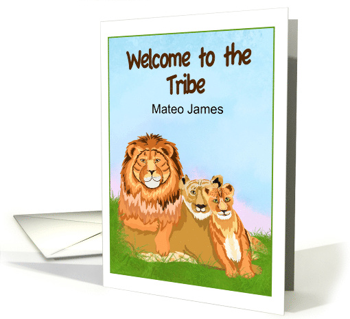 Adoption Announcement Welcome to the Tribe Lion Family Custom card