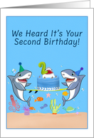 Happy Second Birthday Sharks with Cake card