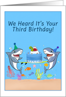 Happy Third Birthday Sharks with Cake card