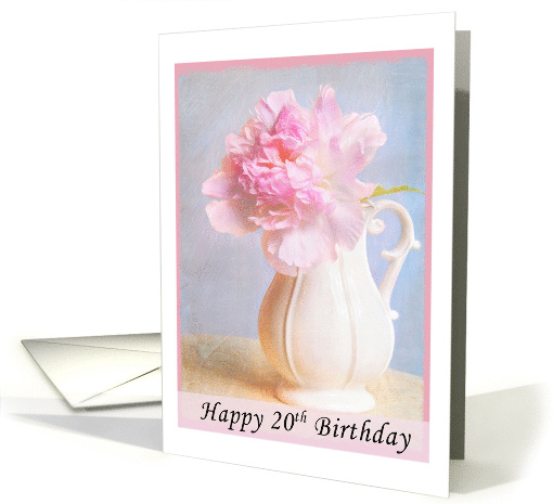 Happy 20th Birthday Blooming Peony in Framer Vase card (1923556)