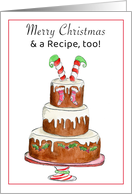 Merry Christmas Recipe Card With Elf Cake Blank card