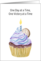Happy Sobriety Anniversary Cupcake With Clock card
