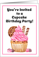 Cupcake Birthday Party With Chocolate Cookie and Candy Birthday Invite card