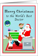 Doctor Merry Christmas Santa Claus Getting Check Up card