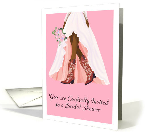 Bridal Shower Invitation African American Bride with Cowboy Boots card