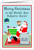 Pediatric Doctor Merry Christmas Santa Claus Getting Check Up card