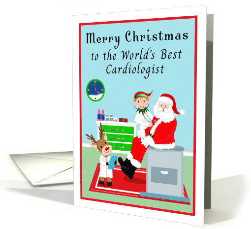 Cardiologist Merry Christmas Santa Claus Getting Check Up card