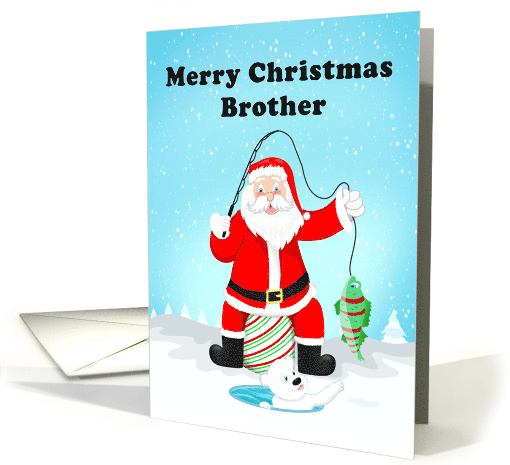 Brother Merry Christmas Santa Claus Ice Fishing card (1930486)