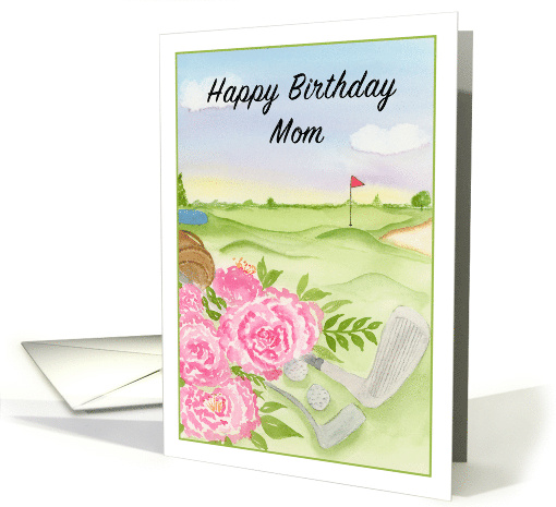 Happy Birthday Mom Peonies on Golf Course card (1931732)