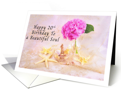Happy 20th Birthday Peony with Seashells card (1932156)