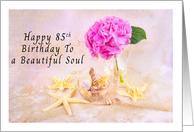 Happy 85th Birthday Peony with Seashells card
