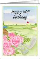 Happy 40th Birthday Peonies on Golf Course card