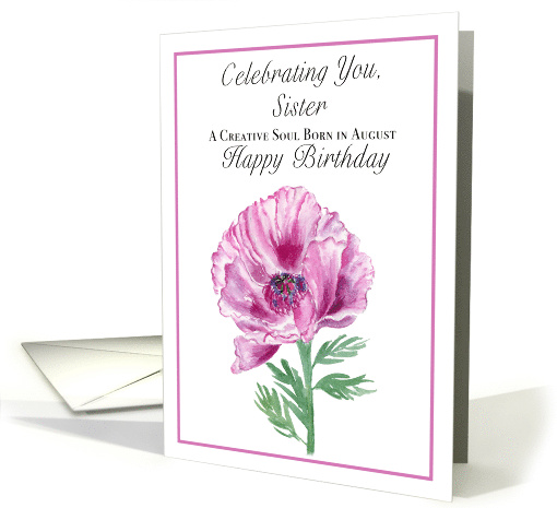 Sister Happy August Birthday Purple Poppy card (1933756)