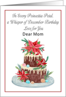 Mom December Birthday Cake With Poinsettias card