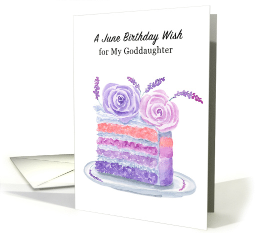 Goddaughter Happy June Birthday Lavender Rose Cake card (1934920)