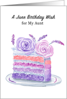 Aunt Happy June Birthday Lavender Rose Cake card