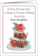 Daughter December Birthday Cake With Poinsettias card