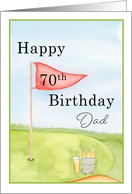 Dad Happy 70th Birthday Golf Putting Green with Beers card