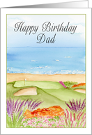 Dad Happy Birthday Golf Course By The Ocean card