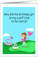 Happy Birthday Girl on Putting Green Riddle card