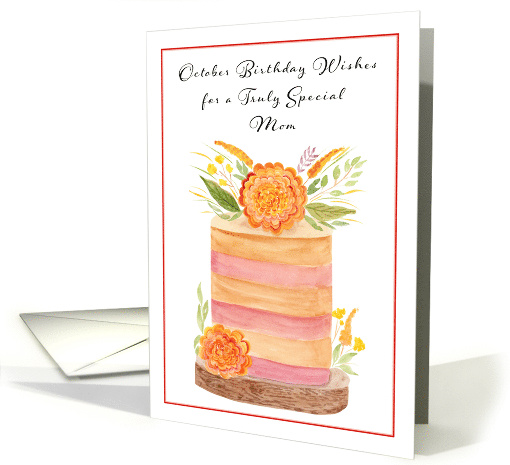 Mom October Birthday with Marigolds on Cake card (1936656)