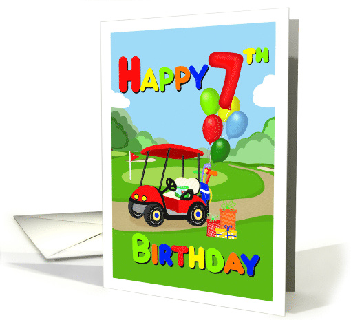 Happy 7th Birthday Red Golf Cart card (1937620)