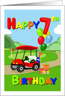 Happy 7th Birthday Red Golf Cart card