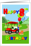 Happy 8th Birthday Red Golf Cart card