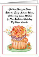 Abuela October Birthday with Marigold Chocolate Cupcake card