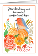 Grateful For You Blue Bird On Pumpkin card