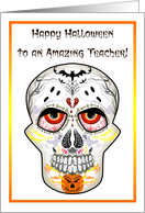 Teacher Happy Halloween Skull card
