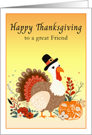 Friend Happy Thanksgiving Turkey Folk Art card