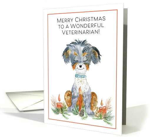 Veterinarian Merry Christmas Cairn Terrier with Candles card (1946306)