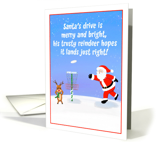 Santa Claus Playing Disc Golf with Reindeer card (1946884)