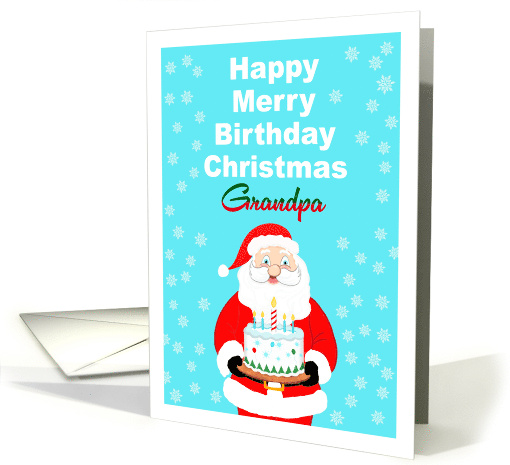 Grandpa Happy Merry Birthday Christmas Santa Cake card (1946900)