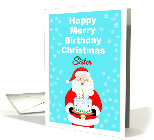 Sister Happy Merry Birthday Christmas Santa Cake card (1946910)