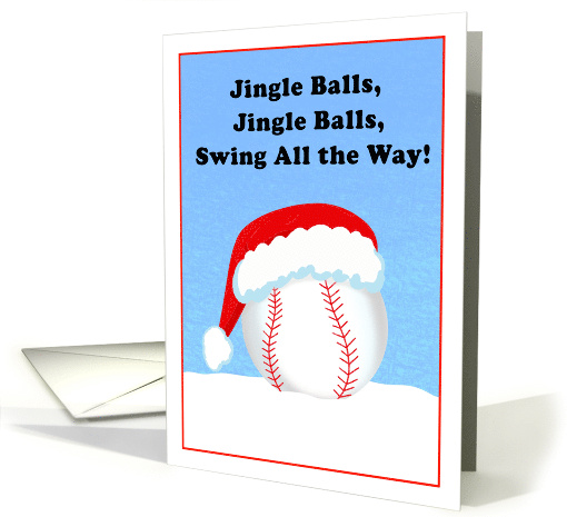 Merry Christmas Baseball Wearing Santa Hat card (1947570)
