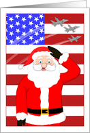 Military Christmas Santa Claus Saluting card