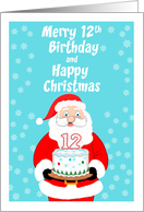 Happy Merry 12th Birthday Christmas Santa card