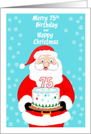 Happy Merry 75th Birthday Christmas Santa card
