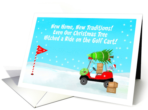 Christmas Golf Cart With Moving Boxes Golf Announcement card (1949252)