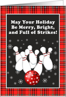 Festive Happy Holidays Bowling with Snowflakes