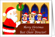 Merry Christmas Choir Director Santa with Reindeer