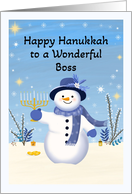 Boss Happy Hanukkah Snowman with Menorah